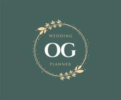 colección de logotipos de monograma de boda con letras iniciales og, plantillas florales y minimalistas modernas dibujadas a mano para tarjetas de invitación, guardar la fecha, identidad elegante para restaurante, boutique, café en vector