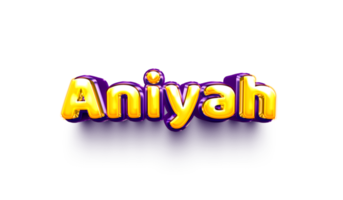 names of girls English helium balloon shiny celebration sticker 3d inflated Aniyah png