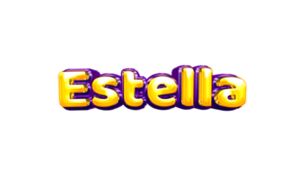 girls name sticker colorful party balloon birthday helium air shiny yellow purple cutout Estella png