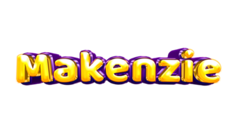 girls name sticker colorful party balloon birthday helium air shiny yellow purple cutout Makenzie png