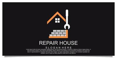 Repair house and building concept logo design home building construction Premium Vector