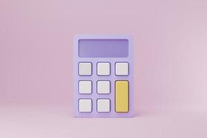 Icono de calculadora mínima de dibujos animados de ilustración de representación 3d, concepto de gestión financiera, calculadora para finanzas contables foto