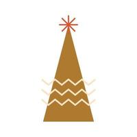 Geometric Christmas element isolated vector. Winter holiday mosaic geometric triangular Christmas tree, drawn in abstract shapes. Minimalist New Year decorative illustration in golden color vector