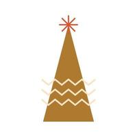 vector aislado del elemento geométrico de la Navidad. árbol de navidad triangular geométrico de mosaico de vacaciones de invierno, dibujado en formas abstractas. ilustración decorativa minimalista de año nuevo en color dorado