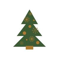 vector aislado del elemento geométrico de la Navidad. mosaico de vacaciones de invierno árbol de navidad triangular verde geométrico, copos de nieve dibujados en formas abstractas. ilustración decorativa minimalista de año nuevo