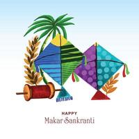 Makar sankranti greeting card holiday background vector