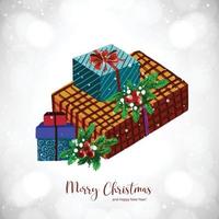 Festive winter christmas gifts beautiful holiday card background vector