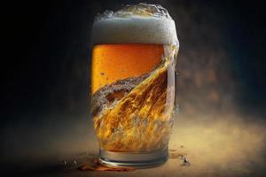 Cold glass filled with beer