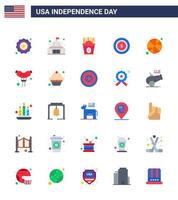 paquete de iconos de vector de stock de día americano 25 signos y símbolos planos para bola maony dólar blanco usa elementos de diseño de vector de día de estados unidos editables