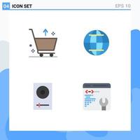 User Interface Pack of 4 Basic Flat Icons of cart dj from web mixer Editable Vector Design Elements