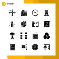 16 conjunto de iconos de estilo sólido paquete de iconos símbolos de glifo aislados en fondo blanco para el diseño de sitios web receptivos vector