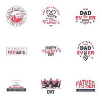 feliz día del padre 9 tipografía negra y rosa conjunto emblemas vectoriales letras para tarjetas de felicitación pancartas diseño de camiseta eres el mejor padre elementos de diseño vectorial editables vector