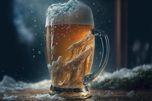 Cold glass filled with beer photo