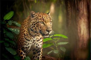 Beautiful and endangered american jaguar in the nature habitat panthera onca wild brasil brasilian wildlife photo