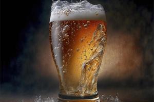Cold glass filled with beer