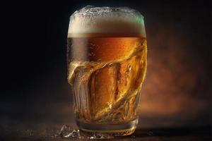 Cold glass filled with beer photo