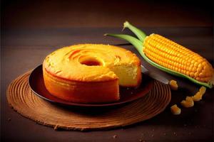Delicious corn cake on table typical brazilian cake photo