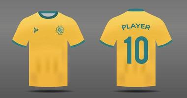 camiseta de fútbol para el equipo nacional de australia con vista frontal y posterior vector