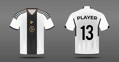 Soccer jersey for Germany national team with front and back view vector