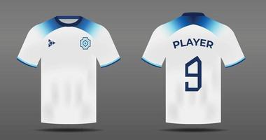 Soccer jersey for England national team with front and back view vector