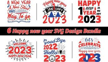 Happy new year 2023 SVG vector design template bundle.