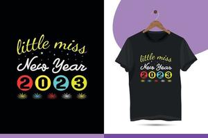 Little miss new year 2023. Funny happy new year vector design template.