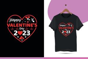 Happy valentine's day 2023 - Valentine's day t-shirt design template. Valentine shirt design with love, heart line art illustration. vector