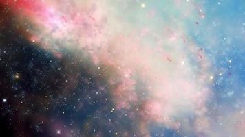 viajando através de campos estelares no espaço para uma galáxia distante. video
