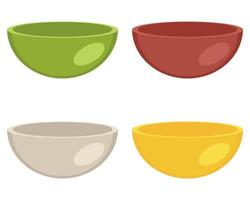 Empty bowls of different colors collection. vector