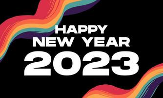 feliz año nuevo 2023 borde de marco de color arco iris para pancarta, afiche, redes sociales vector