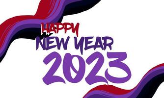 happy new year 2023 with fluid wavy rainbow color frame border white background for banner, poster, social media vector