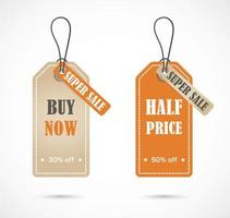 Price tag on a string, banner, label, sticker. Coupon sale, offers and promotions   vector template. Shop price tag, retail, commerce, shopping. Advertising for your   business