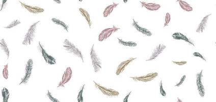 Feathers on white background. Hand drawn sketch style. Vector. vector