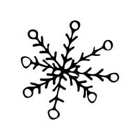 vector de estilo de doodle de copo de nieve en blanco y negro