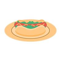 Hot dog on a plate 3 vector