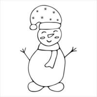 Snowman on a white background in the style of a doodle vector