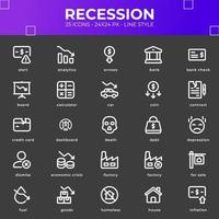 Recession Icon Pack With White Color vector