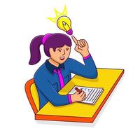 illustration of person working on a computer, blue, yellow and purple colors vector