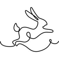 Jumping Rabbit. The symbol of the New Year according to the Chinese calendar in one solid line. vector