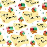 Kwanzaa seamless pattern. Abstract background texture with candlestick and Happy Kwanzaa inscription vector