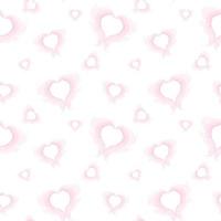 Seamless pattern abstract brush strokes in the shape of hearts in delicate pink tones in watercolor vector