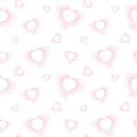 Seamless pattern abstract brush strokes in the shape of hearts in delicate pink tones in watercolor vector