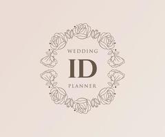 ID Initials letter Wedding monogram logos collection, hand drawn modern minimalistic and floral templates for Invitation cards, Save the Date, elegant identity for restaurant, boutique, cafe in vector