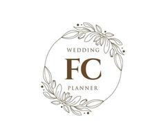 FC Initials letter Wedding monogram logos collection, hand drawn modern minimalistic and floral templates for Invitation cards, Save the Date, elegant identity for restaurant, boutique, cafe in vector