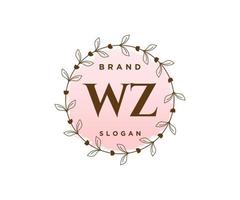 Initial WZ feminine logo. Usable for Nature, Salon, Spa, Cosmetic and Beauty Logos. Flat Vector Logo Design Template Element.