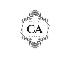 colección de logotipos de monograma de boda con letras iniciales ca, plantillas florales y minimalistas modernas dibujadas a mano para tarjetas de invitación, guardar la fecha, identidad elegante para restaurante, boutique, café en vector