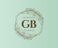 GB Initials letter Wedding monogram logos collection, hand drawn modern minimalistic and floral templates for Invitation cards, Save the Date, elegant identity for restaurant, boutique, cafe in vector