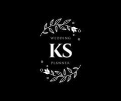 colección de logotipos de monograma de boda con letras iniciales ks, plantillas florales y minimalistas modernas dibujadas a mano para tarjetas de invitación, guardar la fecha, identidad elegante para restaurante, boutique, café en vector