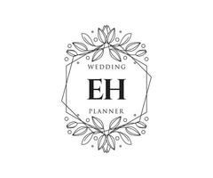 EH Initials letter Wedding monogram logos collection, hand drawn modern minimalistic and floral templates for Invitation cards, Save the Date, elegant identity for restaurant, boutique, cafe in vector