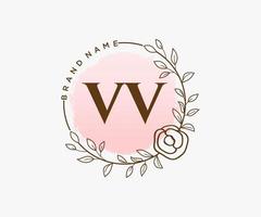 logotipo femenino vv inicial. utilizable para logotipos de naturaleza, salón, spa, cosmética y belleza. elemento de plantilla de diseño de logotipo de vector plano.